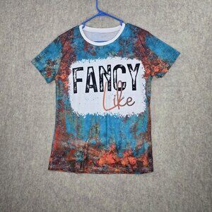 Fancy Like Womens Graphic T-Shirt Multicolor Abstract Size L Cotton/Poly Blend